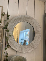 white wash round mirror
