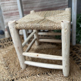 small stool handmade twisted palm and wooden legs