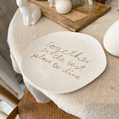 together is the best place to dine hand made porcelain plate.