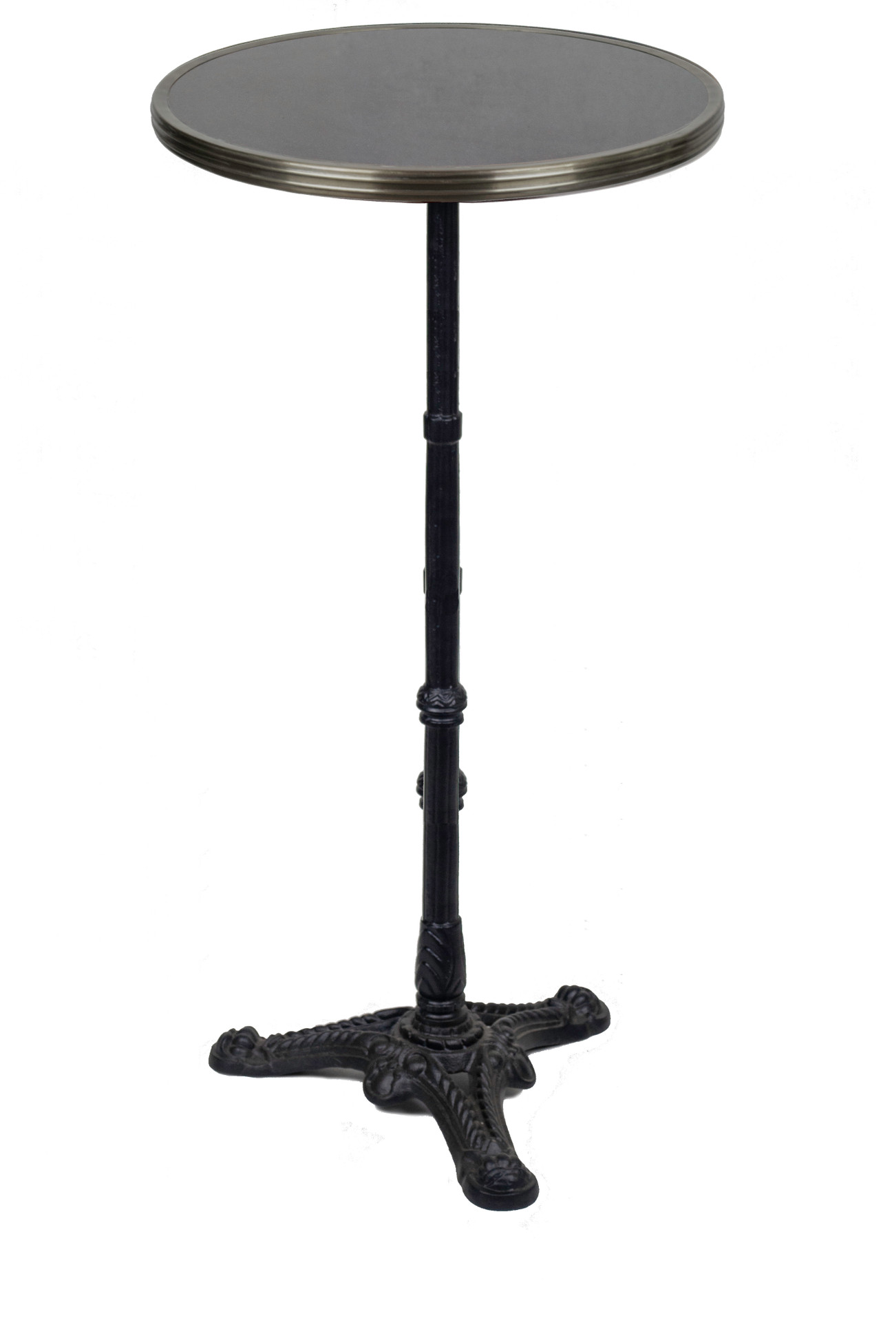 French Bistro Table, White Marble and Iron Base