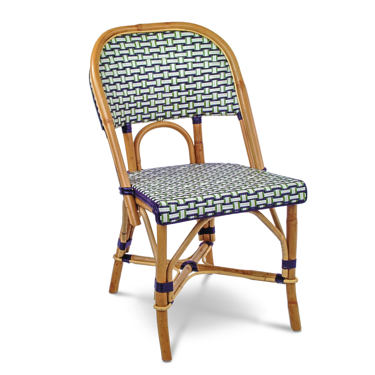 Valence French Bistro Rattan Chair - Interweaved - Silver/Green