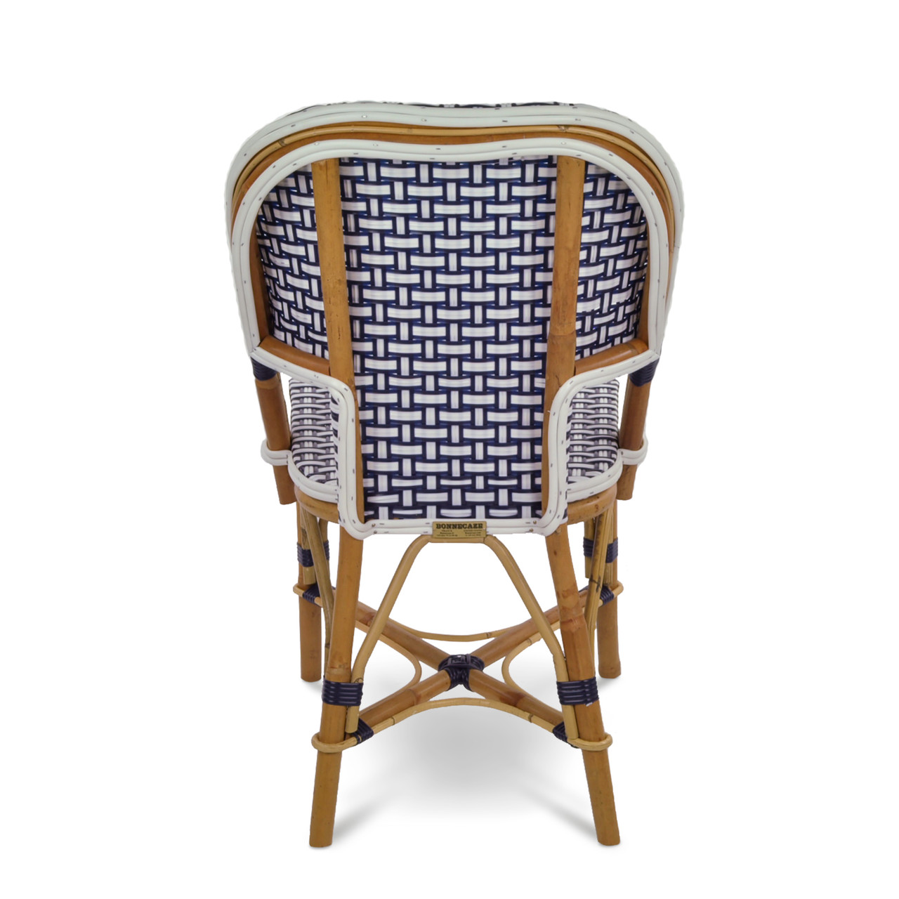 Saint Tropez French Bistro Rattan Chair Interweaved Navy Blue/White