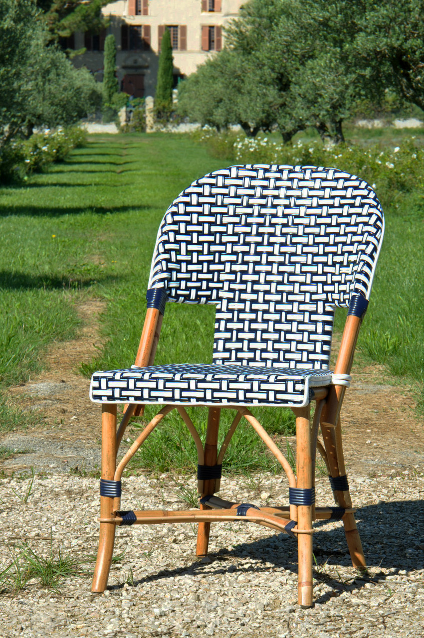 Saint Tropez French Bistro Rattan Chair - Interweaved - Navy Blue