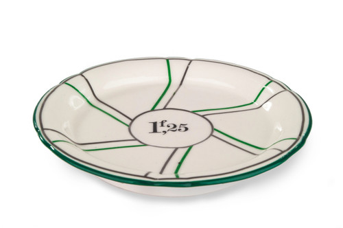 B-Stock - Porcelain Absinthe Coaster/Saucer, 1f25, Green/Silver, with Lines