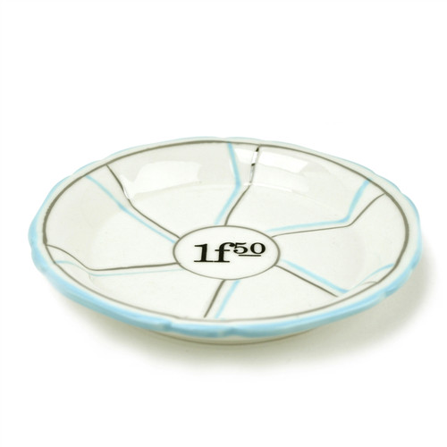 B-Stock - Porcelain Absinthe Coaster/Saucer, 1f50, Lt Blue/Silver, with Lines