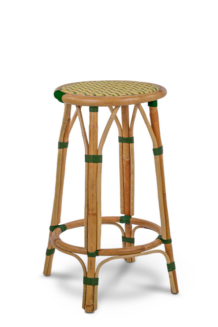Valence French Bistro Rattan Counter Stool - Interweaved - Yellow/Green/Gold