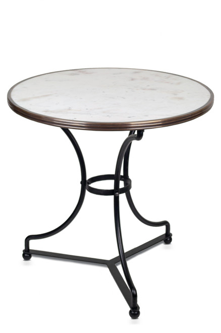 French Bistro Table 28", White Marble, B-STOCK #7