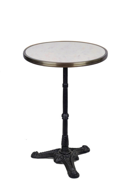 French Bistro Table 20", White Marble and Iron Base, B-STOCK #1600