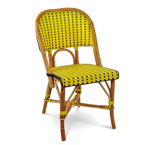 Valence French Bistro Rattan Chair - Squares Weave - Yellow/Black