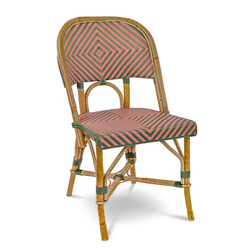 Valence French Bistro Rattan Chair - Diamonds, Large - Green/Pink