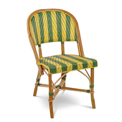 Biarritz French Bistro Rattan Chair - Arrows with Stripes - Green/Yellow