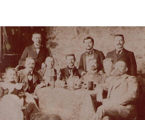Antique Absinthe Photograph - Group of Men and a Little Girl at a Table