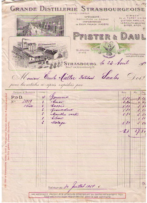 Pfister & Daul Invoice 42730