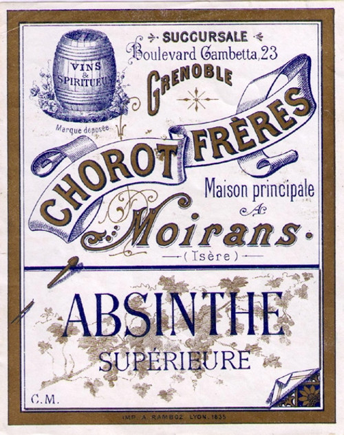 Antique Chorot Freres Absinthe Bottle Label
