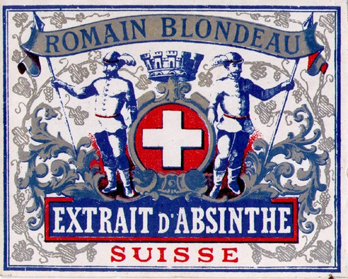 Antique Romain Blondeau Absinthe Bottle Label