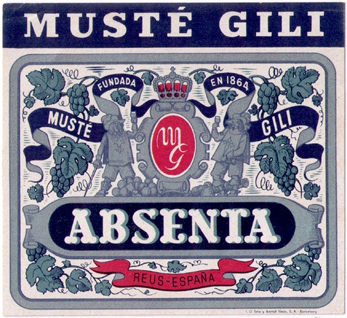 Antique Absenta Muste Gili Absinthe Bottle Label