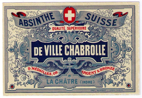 Antique De Ville Chabrolle Absinthe Bottle Label