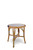 Valence French Bistro Rattan Short Stool - Small Squares - White / Navy Blue