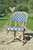 Valence French Bistro Rattan Chair - Crosses - White/Navy Blue/Sky Blue