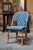 Saint Tropez French Bistro Rattan Chair - Crosses - Sky Blue/Navy Blue/White