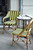 Cannes French Bistro Rattan Armchair - Arrows with Stripes - Green/Yellow/Or