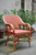 Cannes French Bistro Rattan Armchair - Reversed Diamonds - Gold/Red