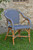 Paris French Bistro Rattan Armchair - Small Squares - Navy Blue/White