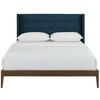 Modway Hadley Queen Wingback Upholstered Polyester Fabric Platform Bed MOD-6003-BLU Blue