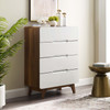 Modway Origin Four-Drawer Chest or Stand MOD-6075-WAL-WHI Walnut White