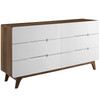 Modway Origin Six-Drawer Wood Dresser or Display Stand MOD-6076-WAL-WHI Walnut White