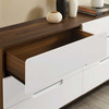 Modway Origin Six-Drawer Wood Dresser or Display Stand MOD-6076-WAL-WHI Walnut White