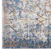 Modway Minu Distressed Floral Lattice 8x10 Area Rug R-1091B-810 Light Blue, Yellow and Orange