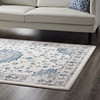 Modway Lilja Distressed Vintage Persian Medallion 8x10 Area Rug R-1127B-810 Ivory and Moroccan Blue