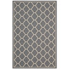 Modway Avena Moroccan Quatrefoil Trellis 5x8 Indoor and Outdoor Area Rug R-1137B-58 Gray and Beige