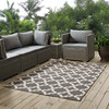 Modway Cerelia Moroccan Trellis 5x8 Indoor and Outdoor Area Rug R-1139D-58 Gray and Beige