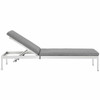 Modway Shore Outdoor Patio Aluminum Chaise with Cushions In Gray EEI-4501-SLV-GRY