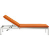 Modway Shore Outdoor Patio Aluminum Chaise with Cushions In Orange EEI-4501-SLV-ORA