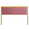 Modway Teagan Tufted Twin Performance Velvet Headboard MOD-6173-GLD-DUS In Gold & Dusty Rose