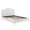 Modway Olivia Queen Performance Velvet Platform Bed in White MOD-6280-WHI