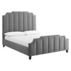 Modway Lucille Queen Performance Velvet Platform Bed in Gray MOD-6281-GRY