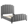 Modway Lucille Queen Performance Velvet Platform Bed in Gray MOD-6281-GRY
