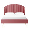 Modway Lana Queen Performance Velvet Wingback Platform Bed in Dusty Rose MOD-6282-DUS