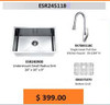 Daweier ESR445118BN Kitchen Sink Set Includes Sink,Faucet In Brush Nickel & Bottom Grid