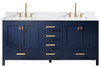 Design Element Valentino 72" Double Sink Vanity in Blue V01-72-BLU