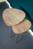 SET OF TWO NESTING WOOD AND METAL TABLES WITH GOLD FINISH