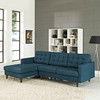 Modway Empress Left-Facing Upholstered Fabric Sectional Sofa in Azure-EEI-1666-AZU