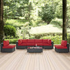 Modway Sojourn 7 Piece Outdoor Patio Sunbrella® Sectional Set in Canvas RED - EEI-1883-CHC-RED-SET