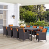 Modway Convene 11 Piece Outdoor Patio Dining Set in Espresso Orange Model: EEI-2219-EXP-ORA-SET