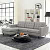 Modway Empress Left-Facing Upholstered Fabric Sectional Sofa in Light Gray -EEI-1666-LGR