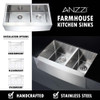 ANZZI Elysian Farmhouse 36 in. Double Bowl Kitchen Sink with Accent Faucet in Polished Chrome